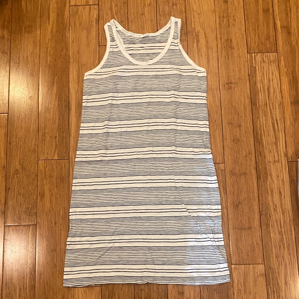 GAP Navy and White Striped Slub Knit Racerback Tank Dress sz S
